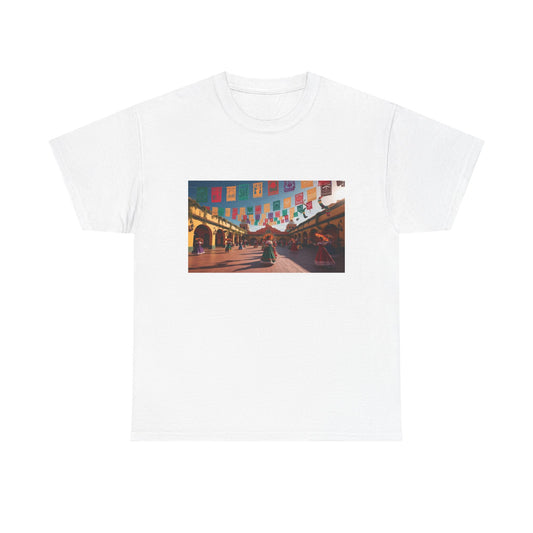 Colorful Market Scene Unisex Heavy Cotton Tee